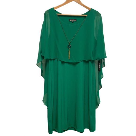 Glamour Nights Green Chiffon Overlay Dress – Size 16 – NWT - Picture 2 of 11